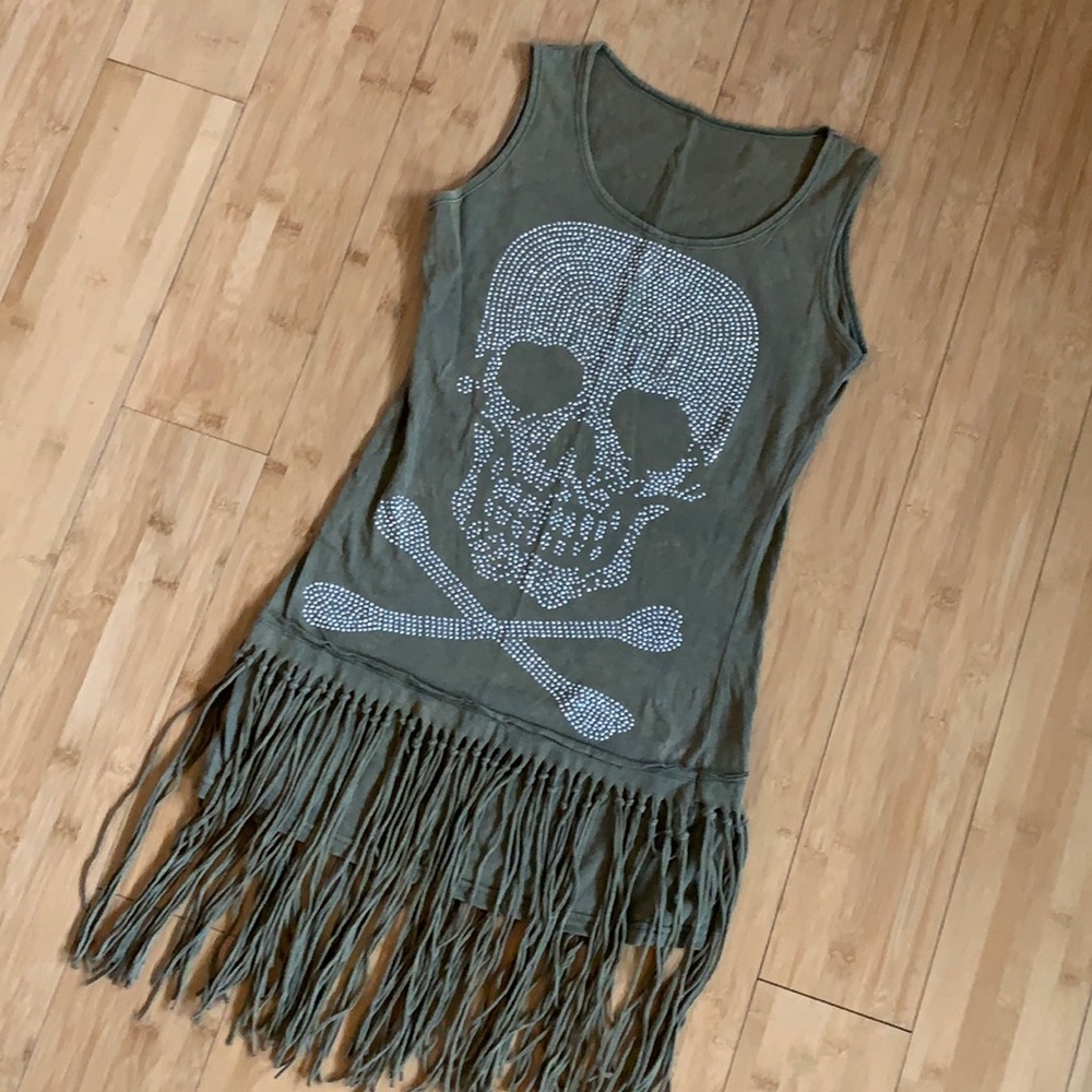 Unique Studded Skull & Fringe Tank